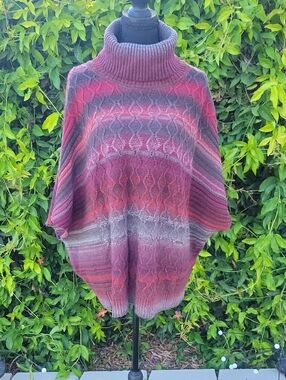 Multicolor Bat Wing Oversized Turtleneck Sweater Size XL